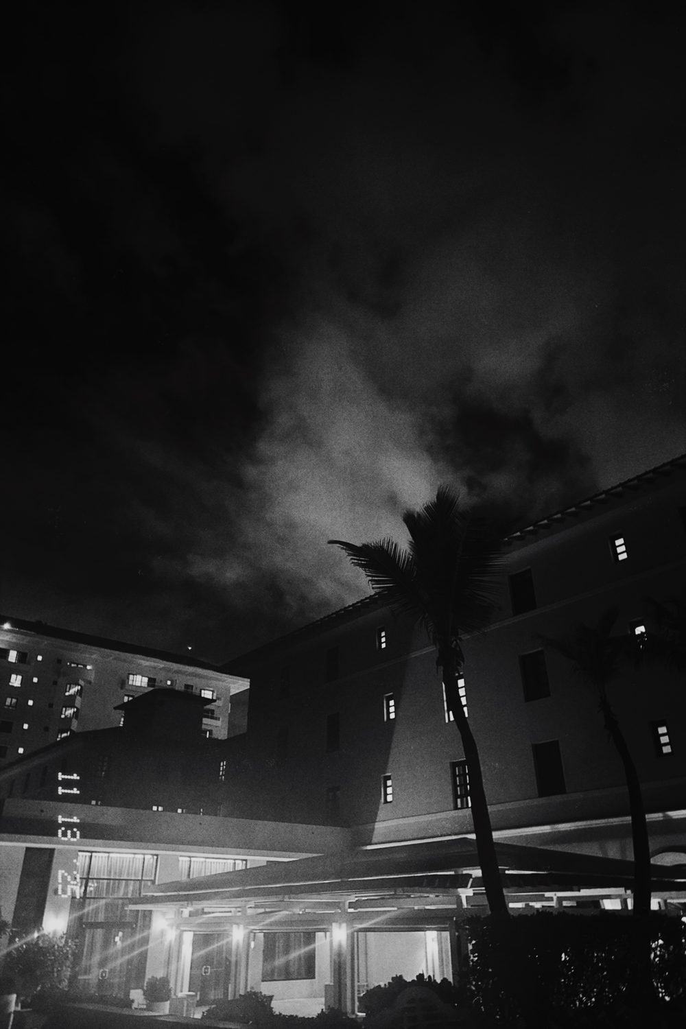 black and white photograph of hotel in Puerto Rico, San Juan, by Stuart Singleton