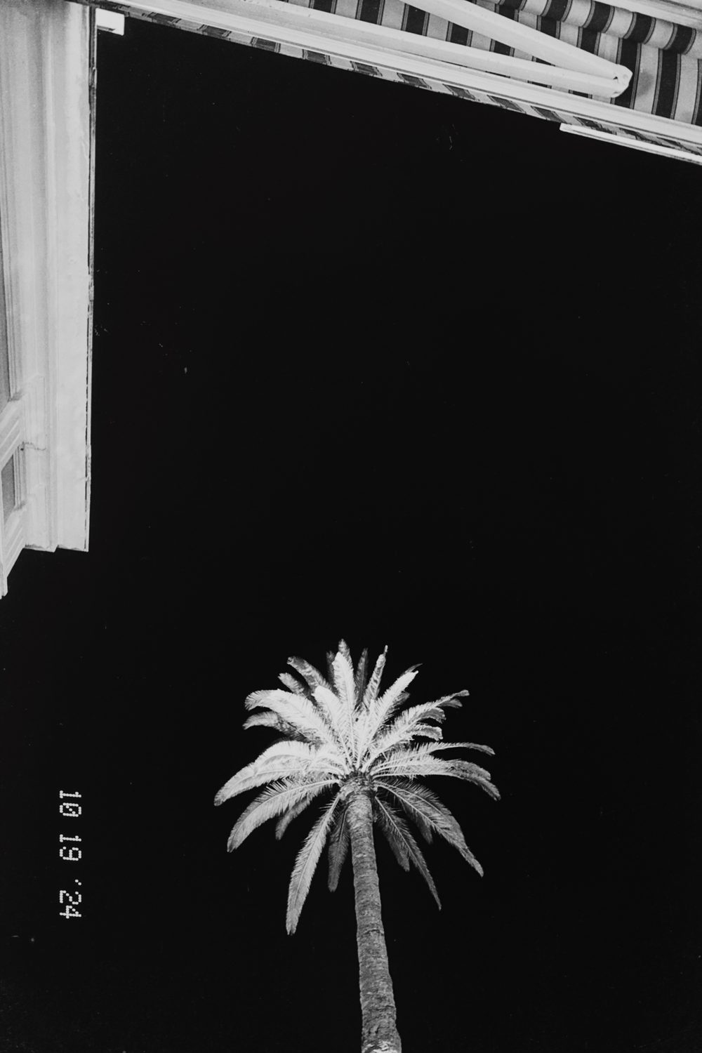 black and white photograph of beaulieu, hotel, trees, europe in France, by Stuart Singleton
