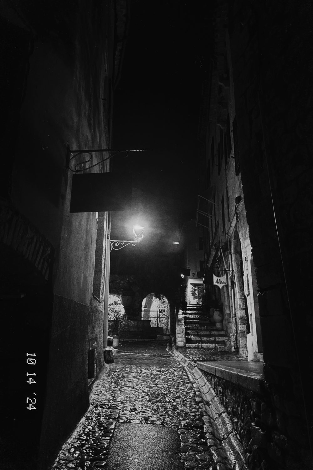 black and white photograph of europe, saint-paul-de-vence in France, by Stuart Singleton