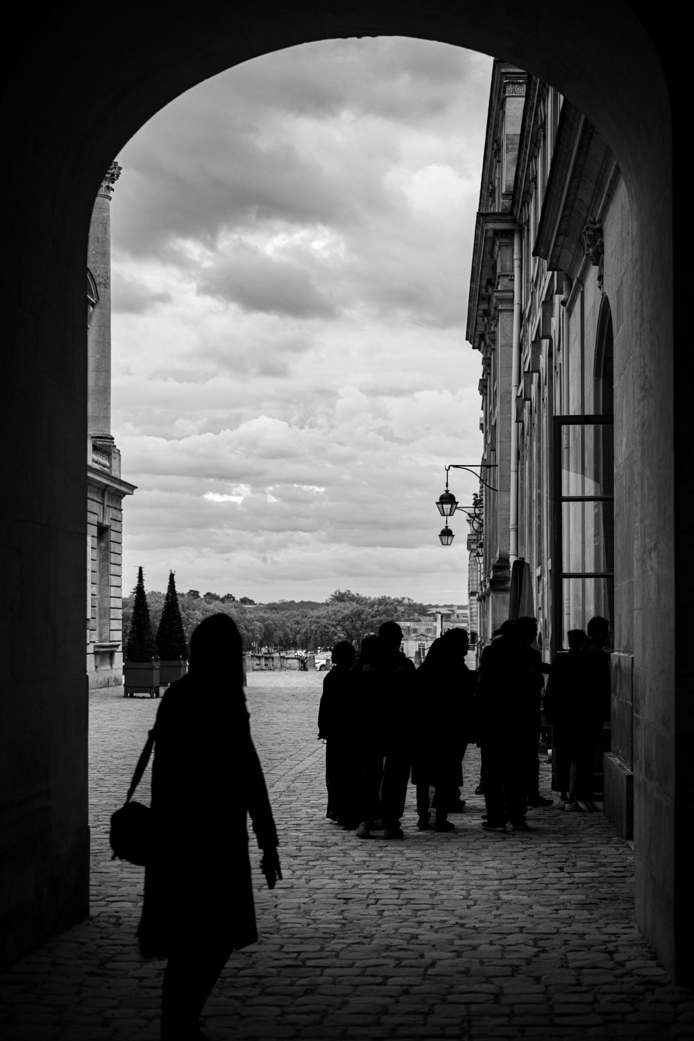 black and white photograph of europe in Versailles, France, by Stuart Singleton